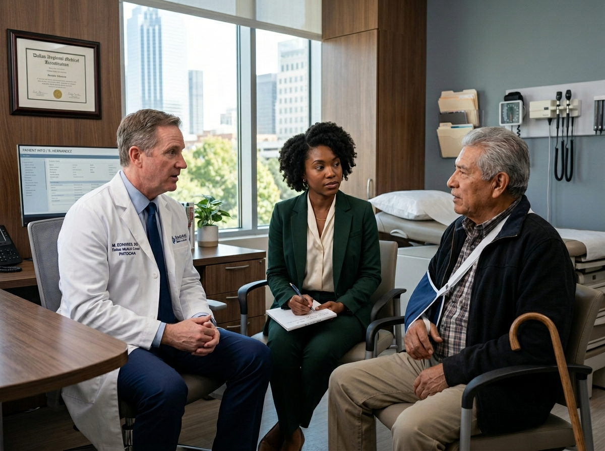HIPAA-compliant medical interpreter supporting patient consultation at Dallas hospital