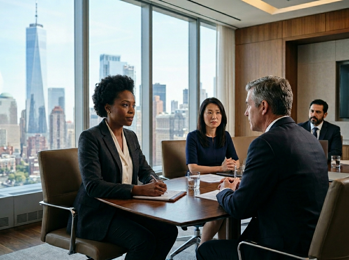 Professional corporate interpreter providing simultaneous and consecutive interpretation for New York Wall Street, Midtown, and Financial District business clients