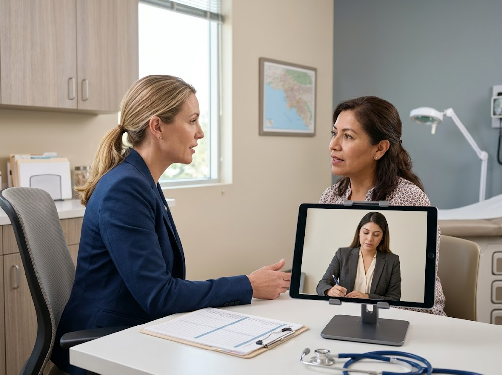 HIPAA-compliant telehealth medical interpreter for Orange County community health centers, specialty clinics, and remote video consultations
