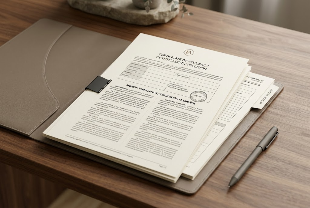 Certified Spanish document translation services for Los Angeles legal, medical, and immigration paperwork