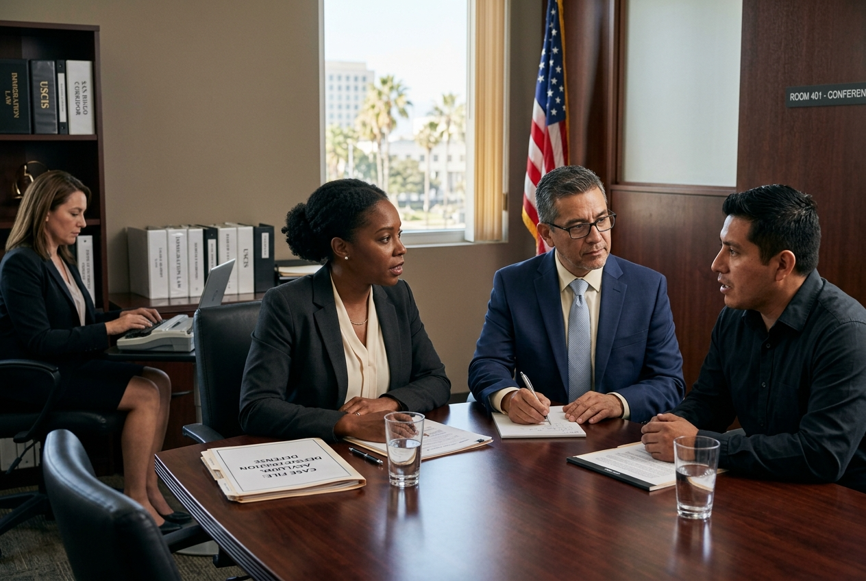 Court-certified Spanish legal interpreter at San Diego Immigration Court for asylum cases and cross-border legal proceedings