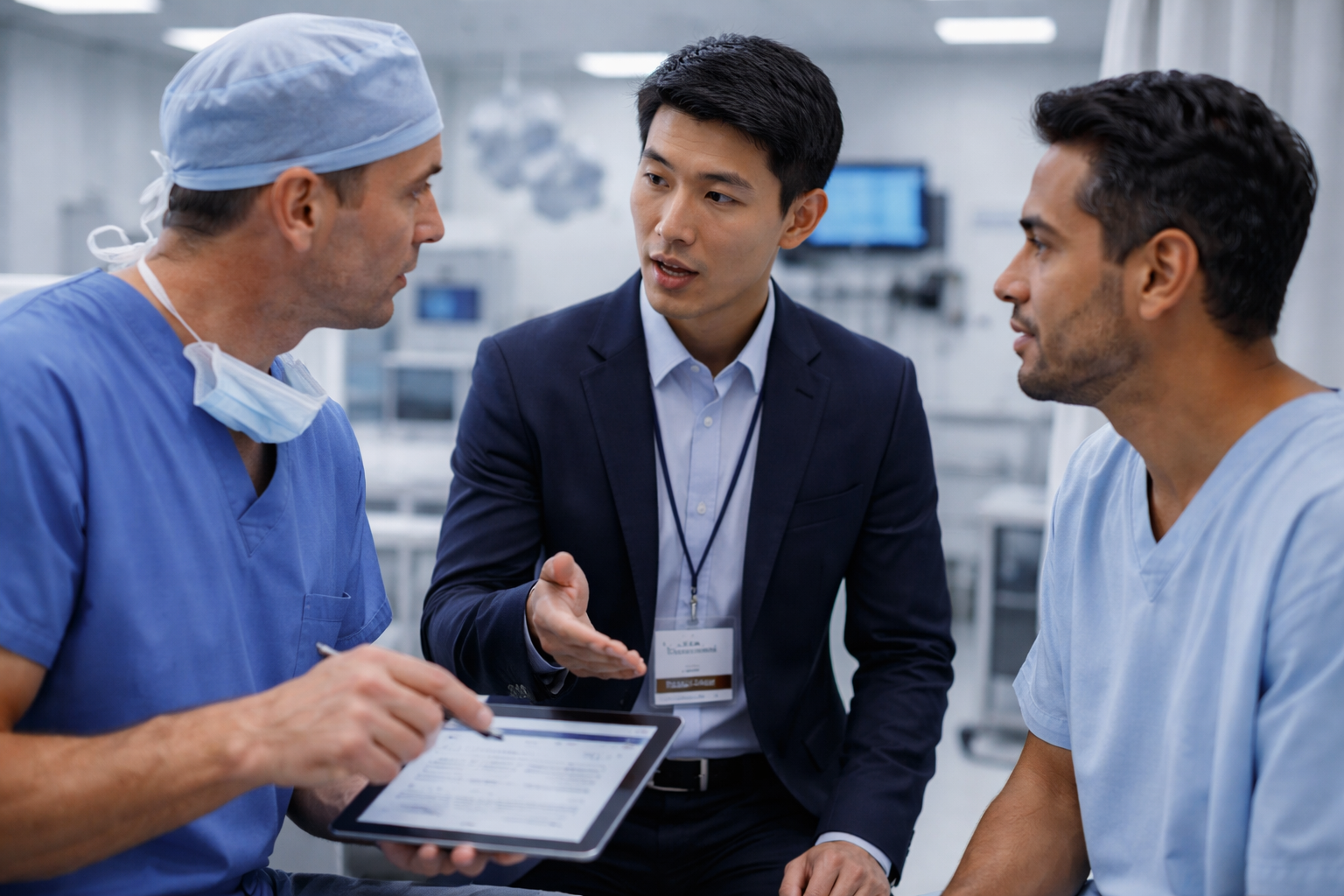 Certified medical interpreter providing interpretation during a hospital emergency room consultation