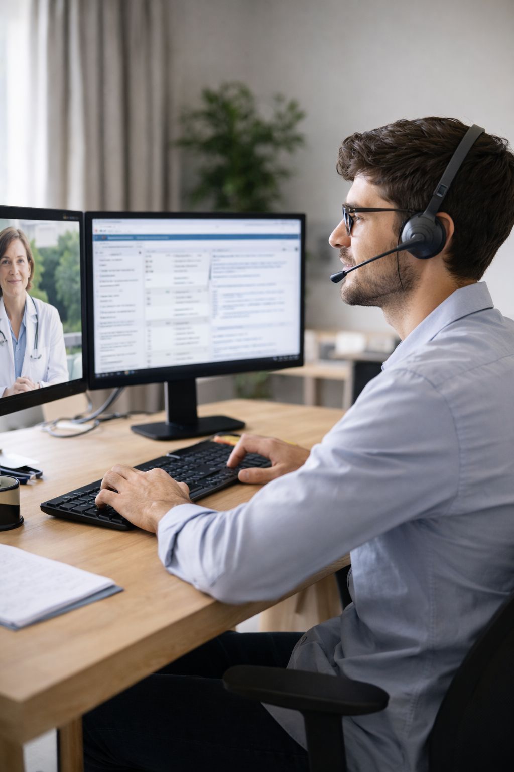 HIPAA-compliant virtual interpreter supporting a telehealth medical consultation via secure video platform