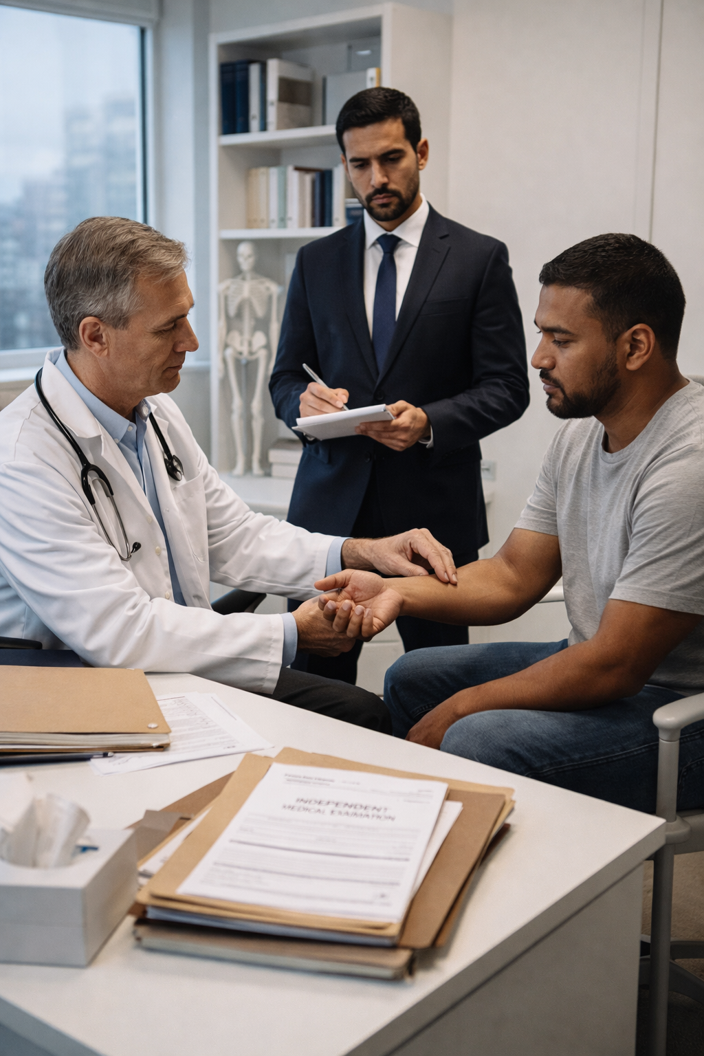 Medical interpreter assisting at a workers compensation independent medical exam appointment